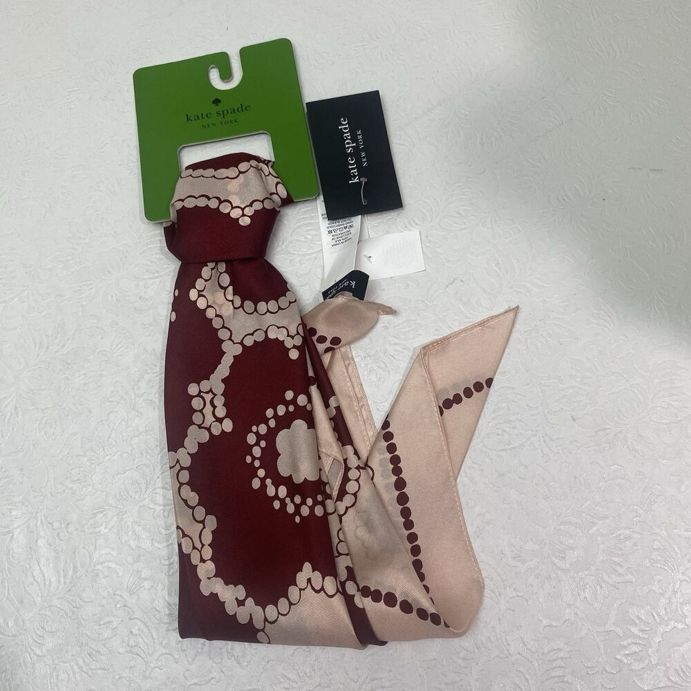 Kate Spade New York Pop Flower Silk Scarf Square Pink Burgundy Red $88 New NWT
